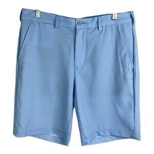 PGA Tour‎ Golf Shorts Mens Size 32 Blue White Gingham Flat Front